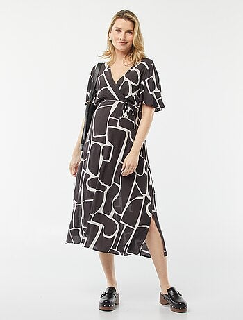 Vestito lungo in tessuto crêpe