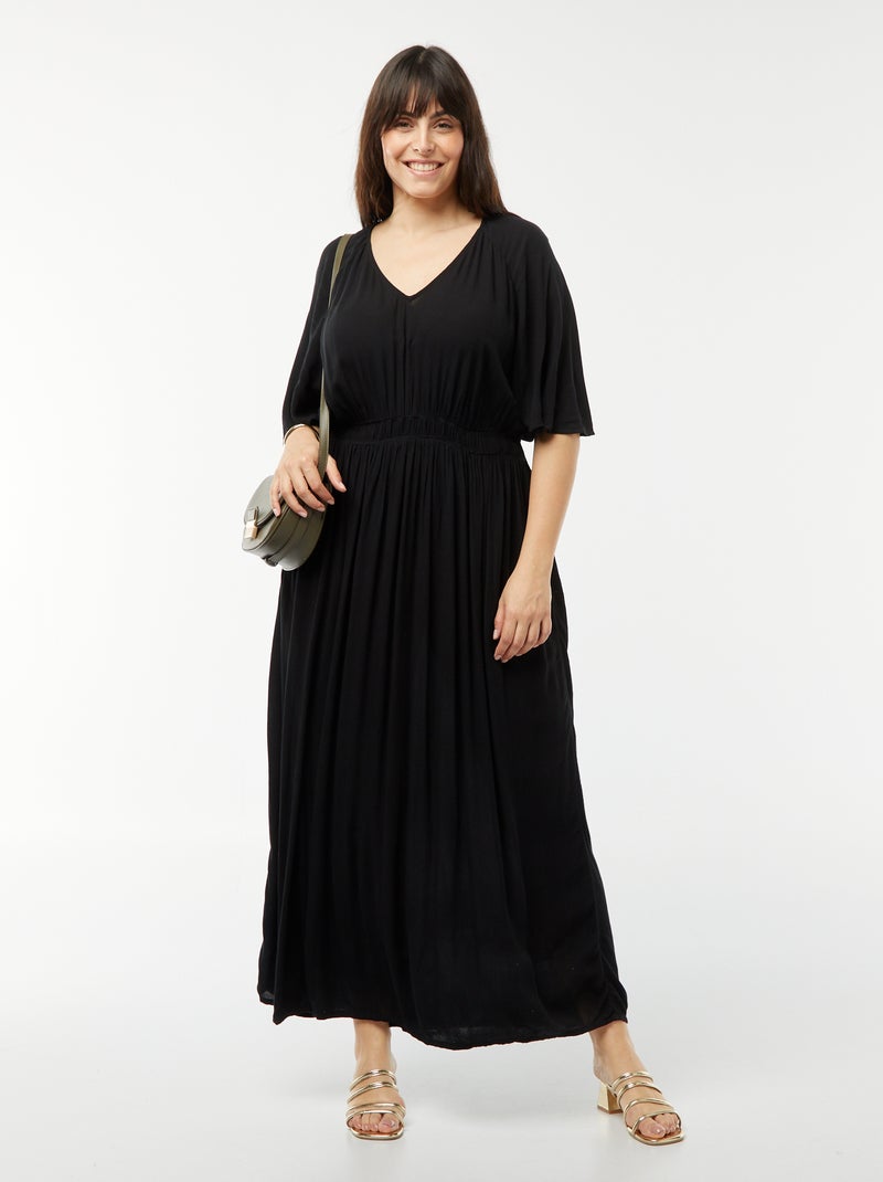 Vestito lungo in tessuto effetto crêpe nero - Kiabi