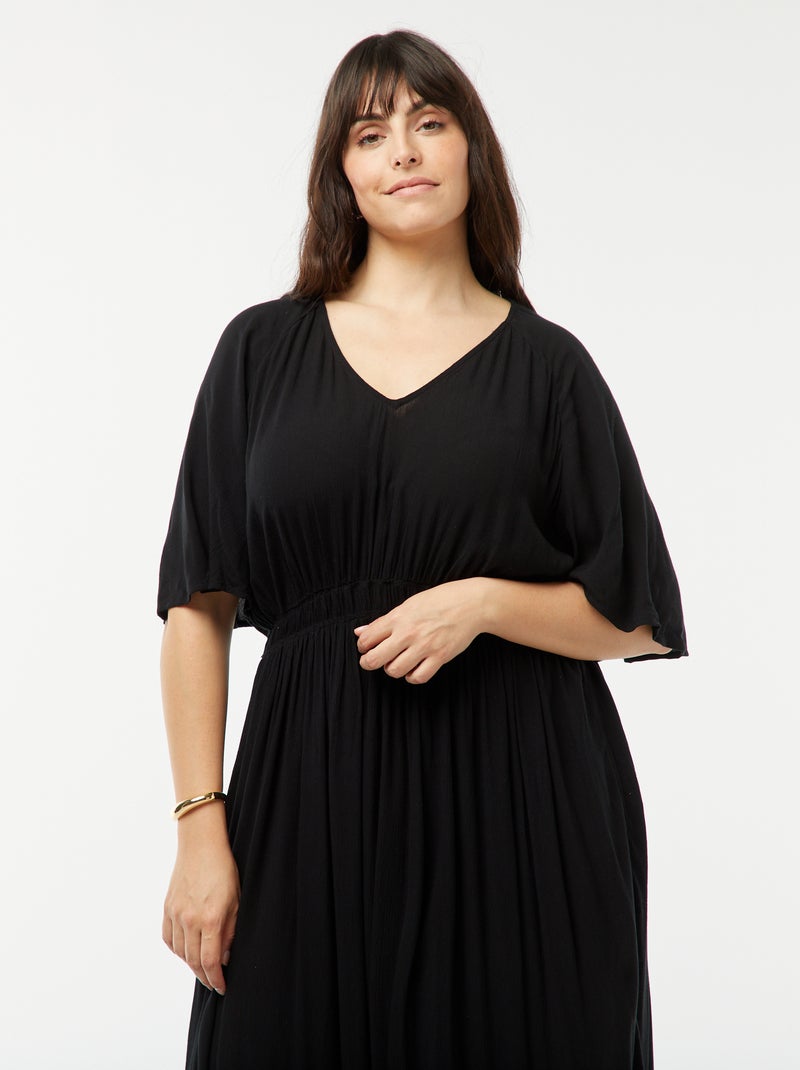 Vestito lungo in tessuto effetto crêpe nero - Kiabi