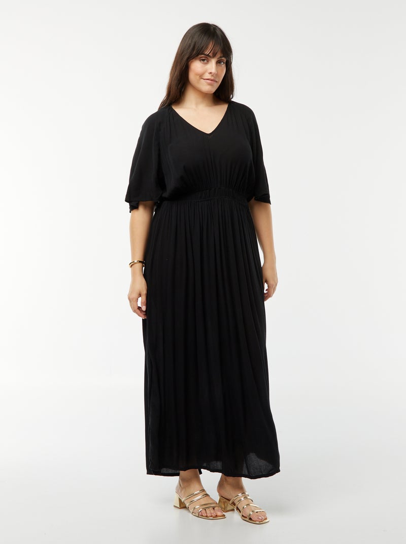Vestito lungo in tessuto effetto crêpe nero - Kiabi