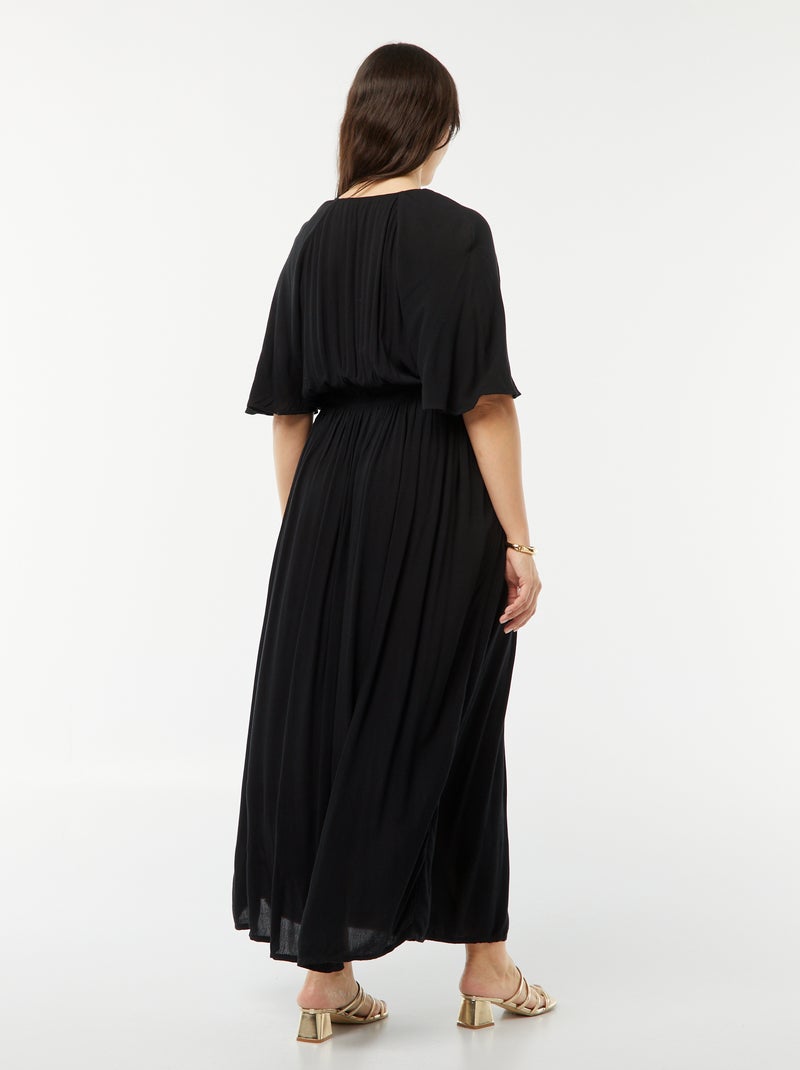Vestito lungo in tessuto effetto crêpe nero - Kiabi