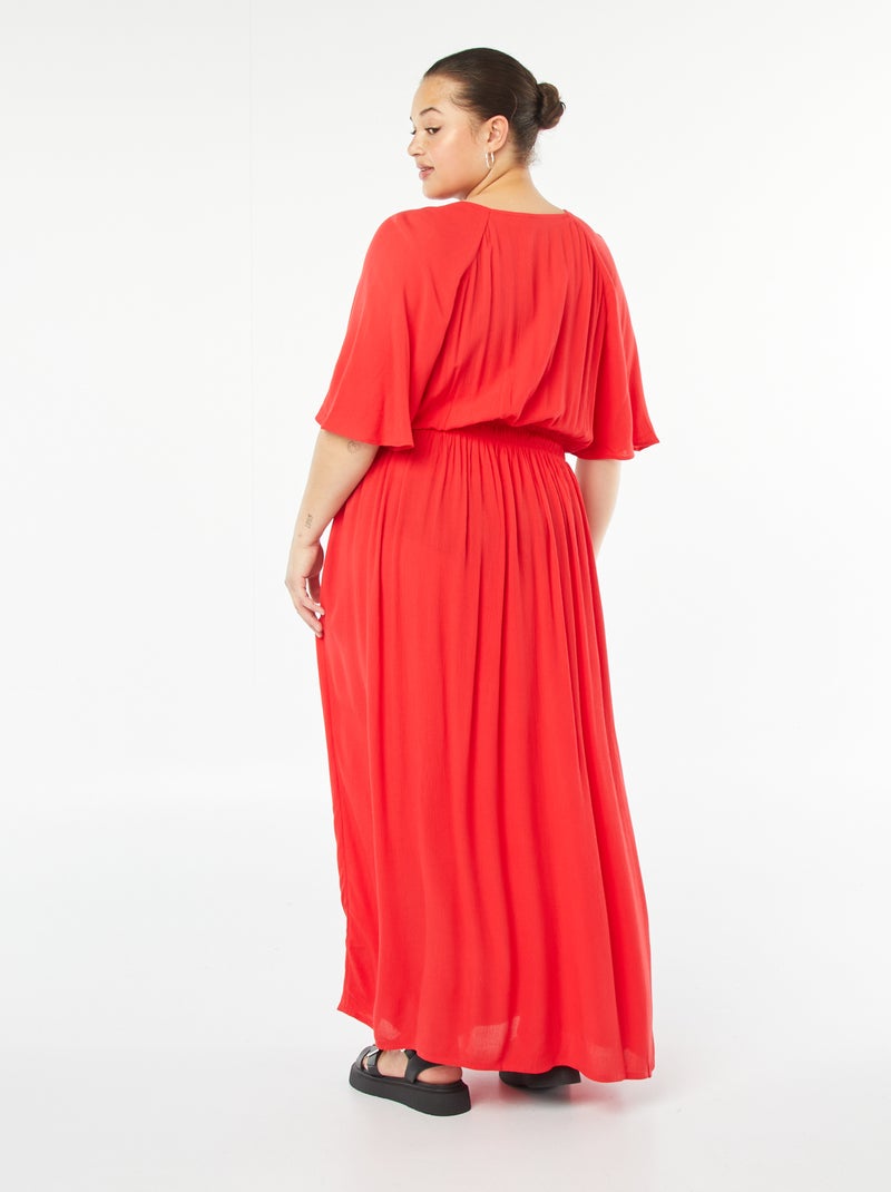Vestito lungo in tessuto effetto crêpe Rosso - Kiabi