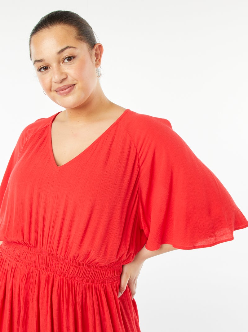 Vestito lungo in tessuto effetto crêpe Rosso - Kiabi