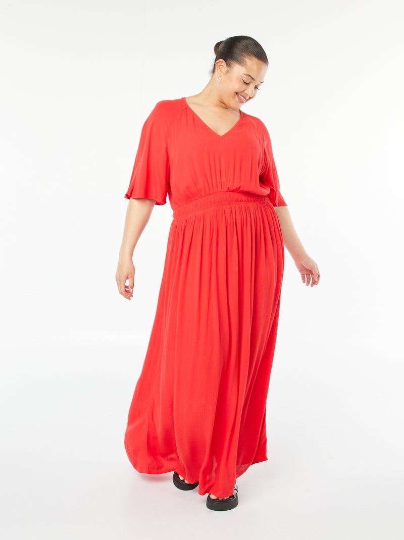 Vestito lungo in tessuto effetto crêpe Rosso - Kiabi