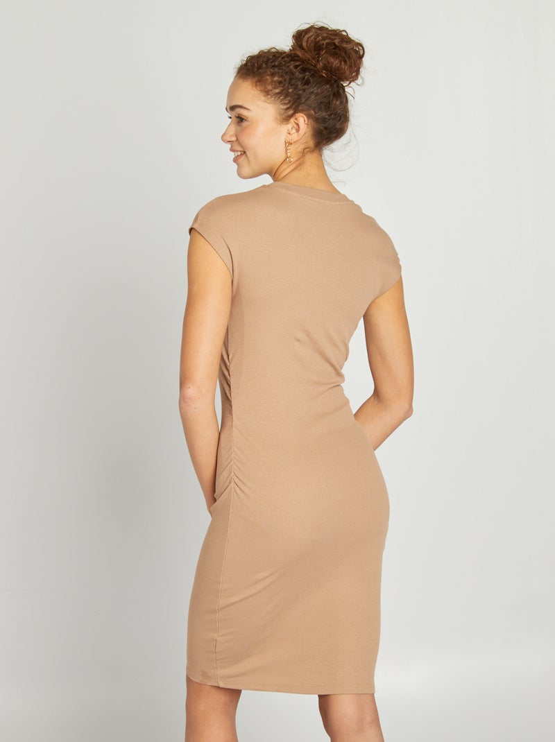 Vestito lungo in tessuto stretch a coste BEIGE - Kiabi