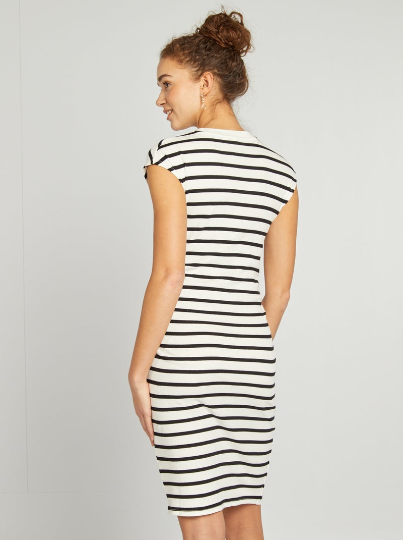 Vestito lungo in tessuto stretch a coste BIANCO - Kiabi