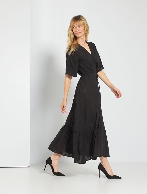 Vestito lungo incrociato - nero - Kiabi - 25.00€