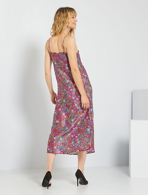 Vestito lungo morbido motivo floreale - ARANCIONE - Kiabi - 22.00€