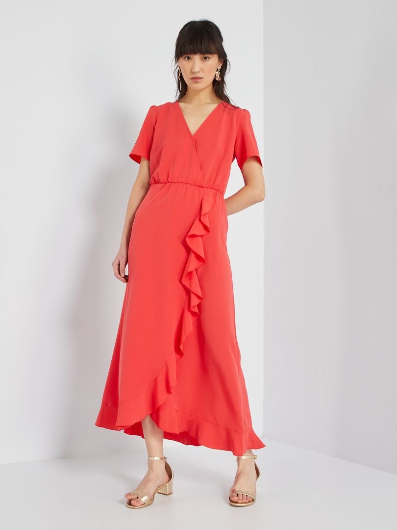 Vestito lungo morbido rosso - Kiabi