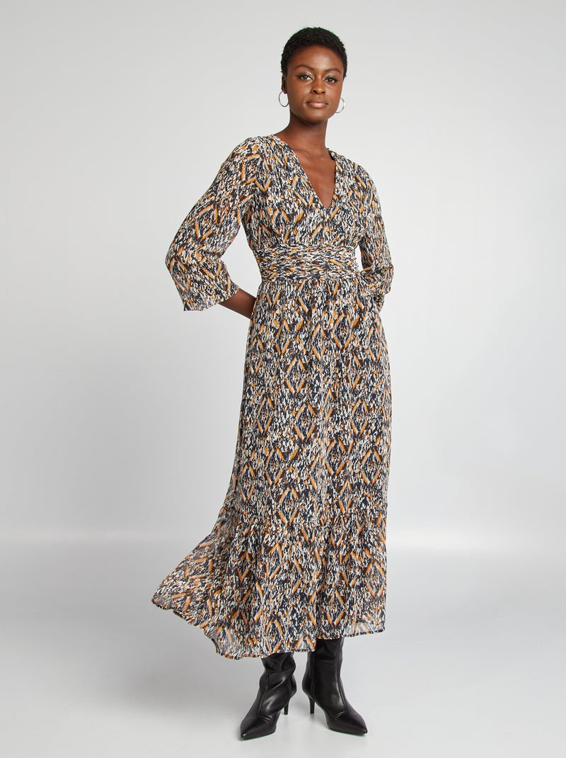 Vestito lungo morbido stampato BEIGE - Kiabi