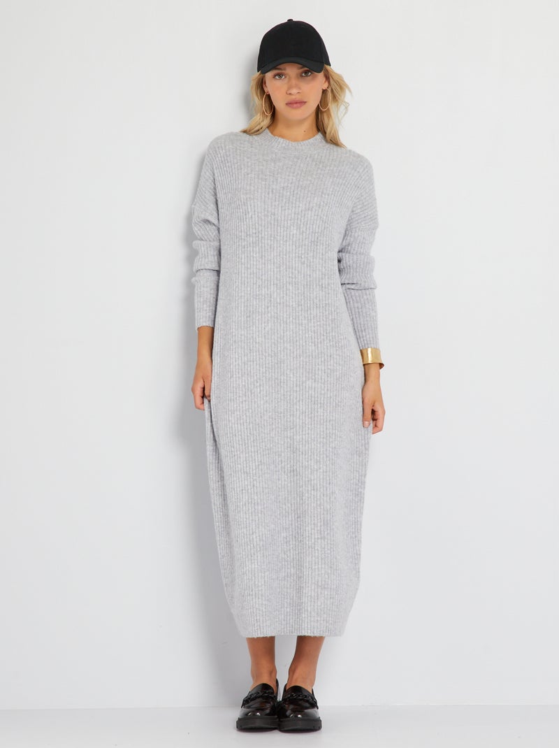 Vestito lungo oversize a coste GRIGIO - Kiabi