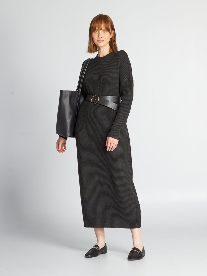 Vestito lungo oversize a coste NERO - Kiabi