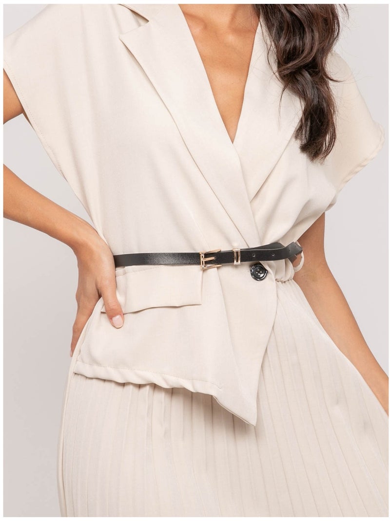 Vestito lungo plissettato con cintura INARA Ecru - Kiabi