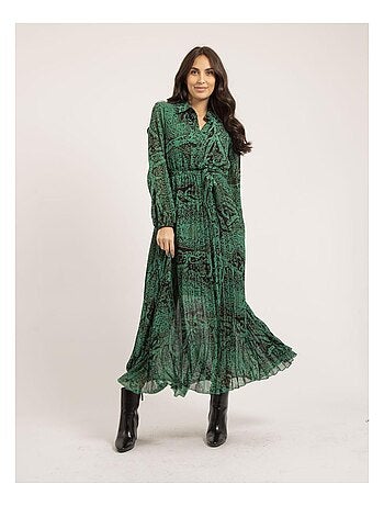 Vestito lungo plissettato con stampa INASSIA