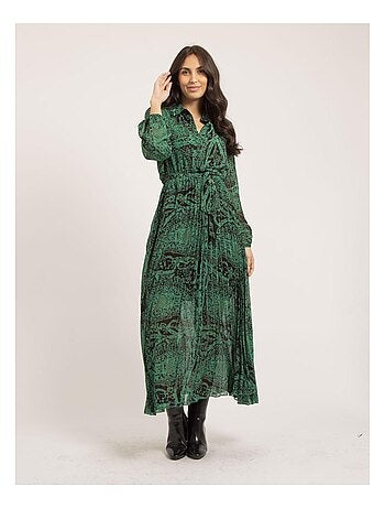 Vestito lungo plissettato con stampa INASSIA