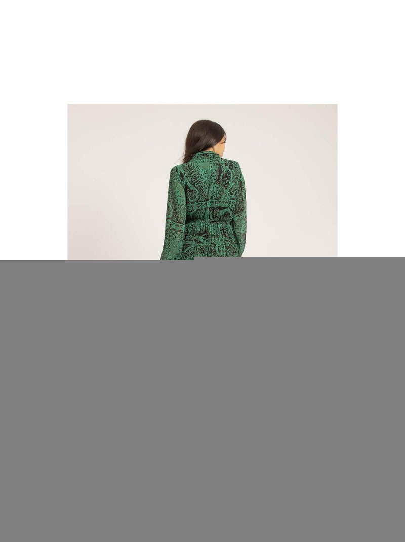 Vestito lungo plissettato con stampa INASSIA Verde - Kiabi