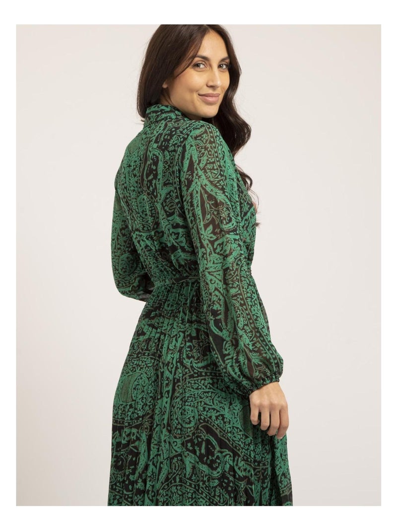 Vestito lungo plissettato con stampa INASSIA Verde - Kiabi