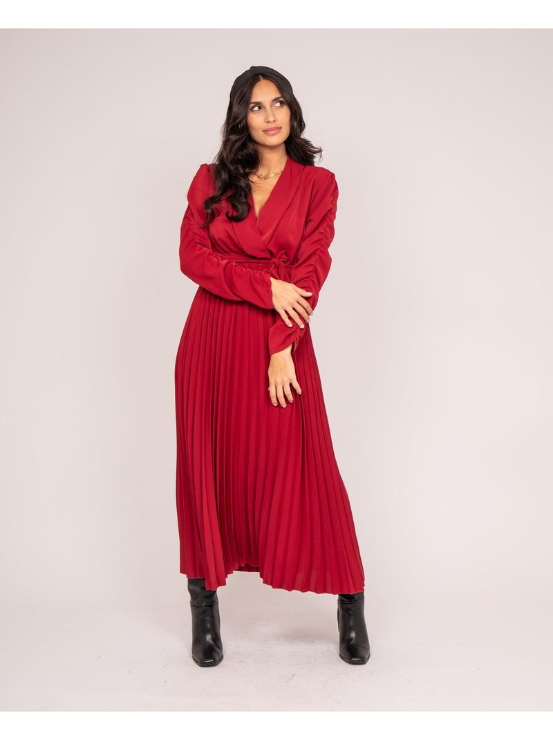 Vestito lungo plissettato ILEM Bordeaux - Kiabi