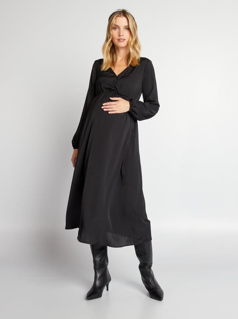 Vestito lungo premaman in raso nero - Kiabi