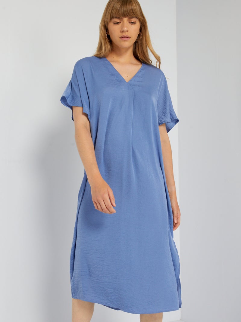 Vestito lungo satinato grigio blu - Kiabi