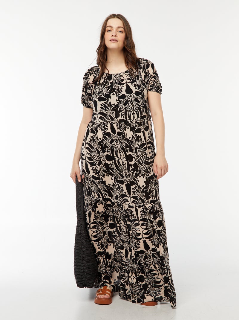 Vestito lungo scollo bardot Beige - Kiabi
