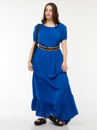 Vestito lungo scollo bardot
