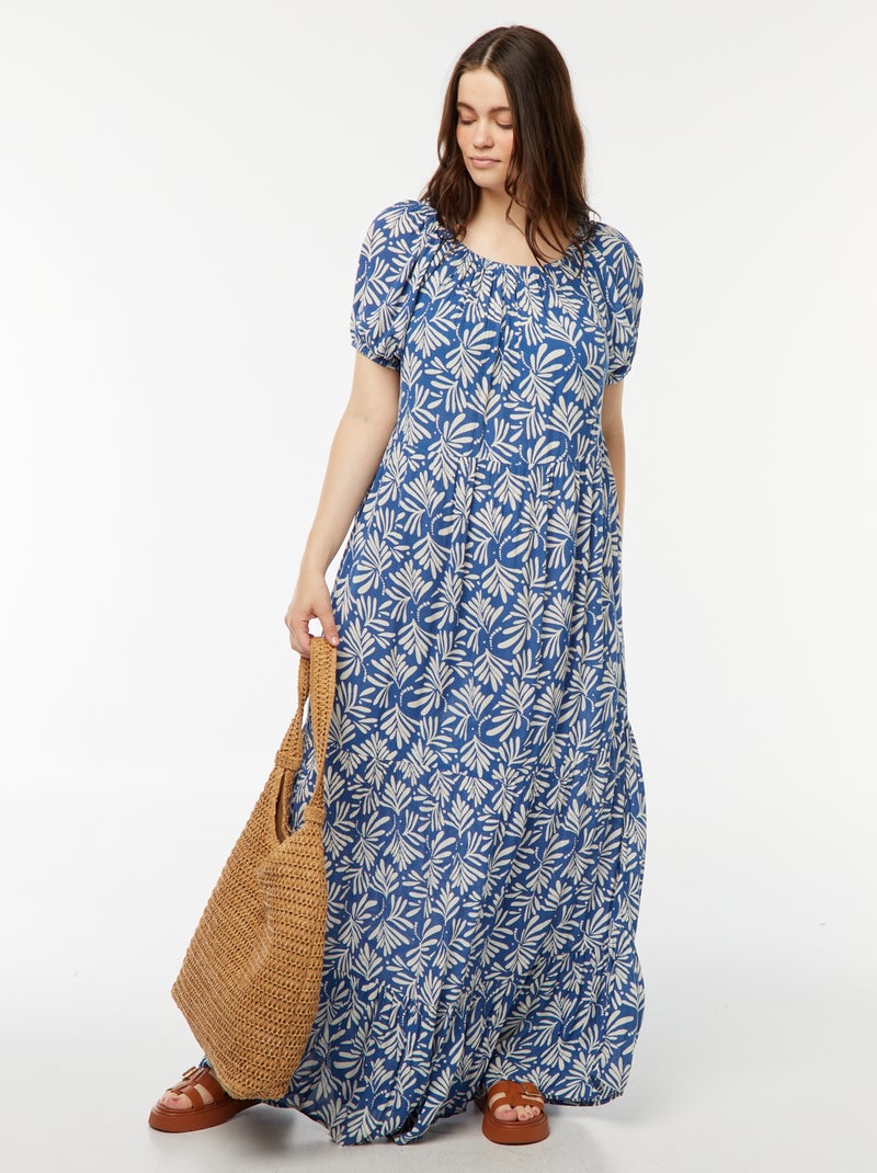 Vestito lungo scollo bardot Blu - Kiabi