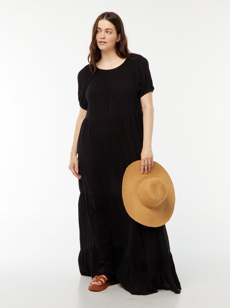 Vestito lungo scollo bardot nero - Kiabi