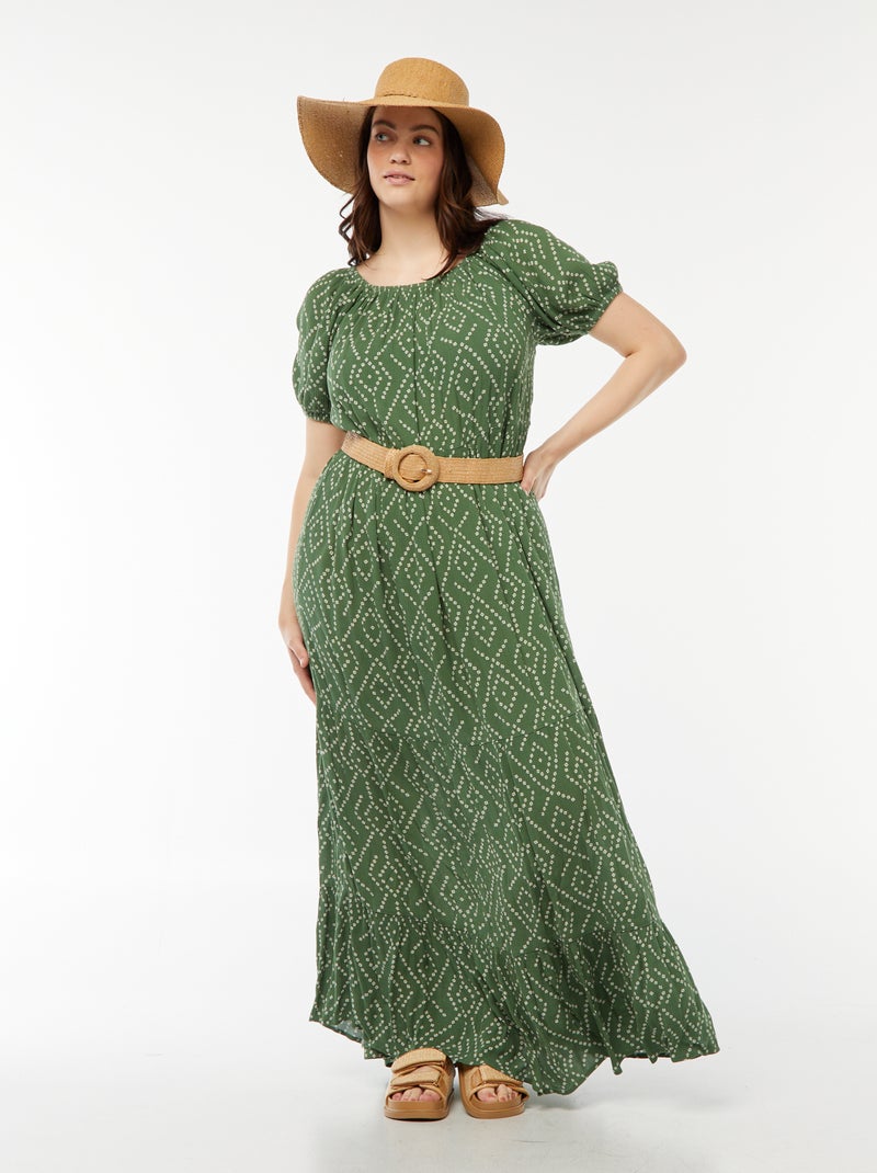 Vestito lungo scollo bardot Verde - Kiabi