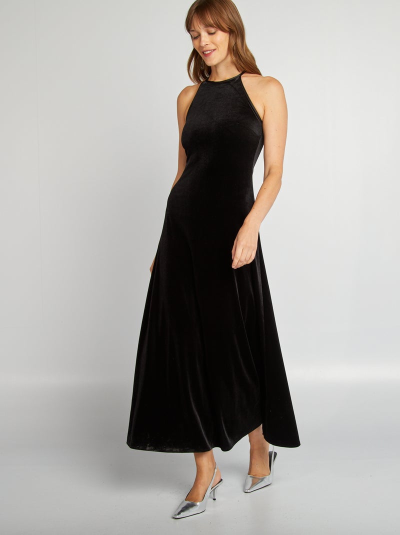 Vestito lungo senza maniche in velluto nero - Kiabi