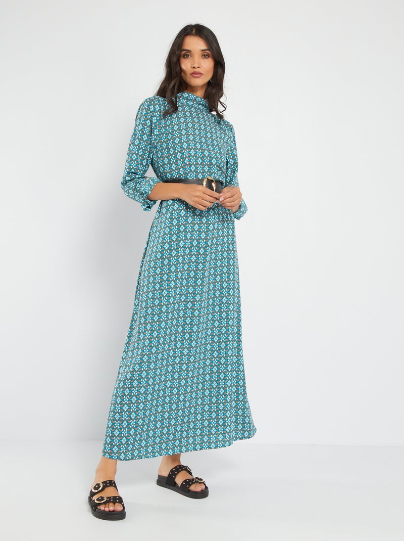 Vestito lungo stampato BLU - Kiabi