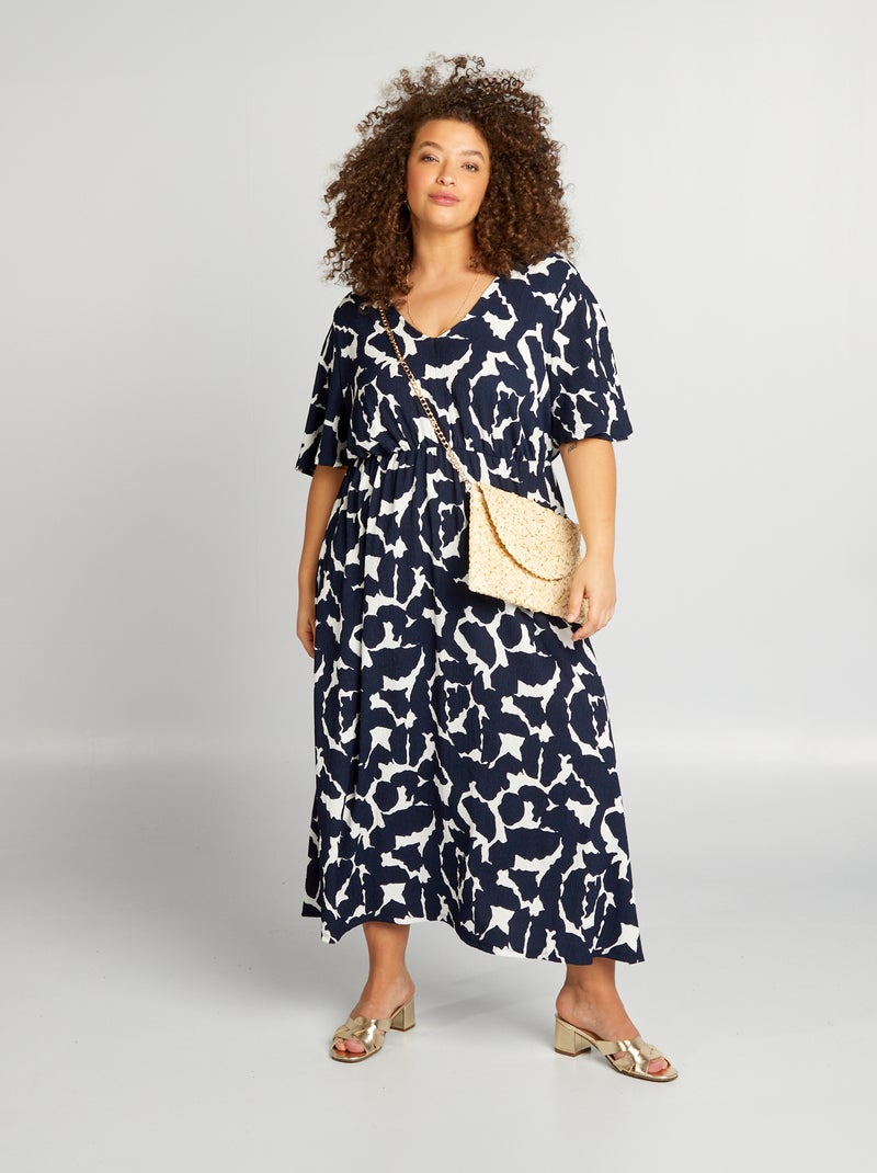 Vestito lungo tessuto effetto crêpe BLU - Kiabi