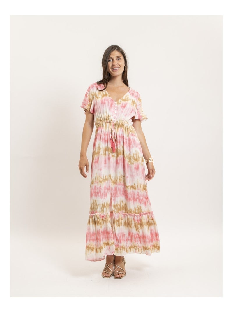 Vestito lungo tie and dye ITESSIA Rosa - Kiabi