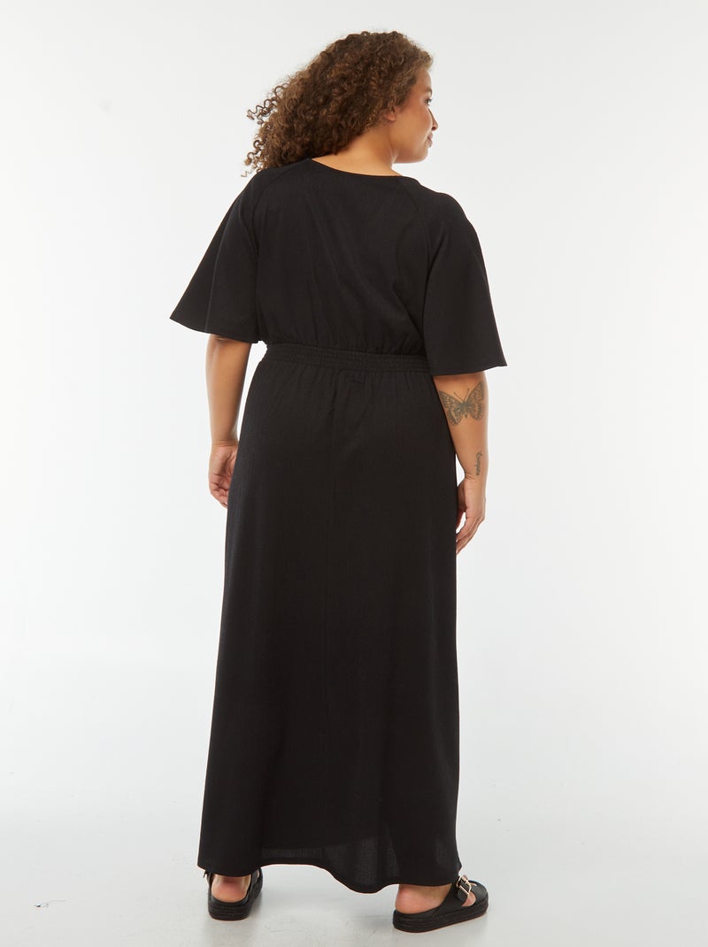 Abito Lungo Donna Floreale Con Scollo A V E Lacci – Maniche Lunghe, Gonna A Piega Cielo – Modello Cicloide – Per Autunno/Inverno - 3