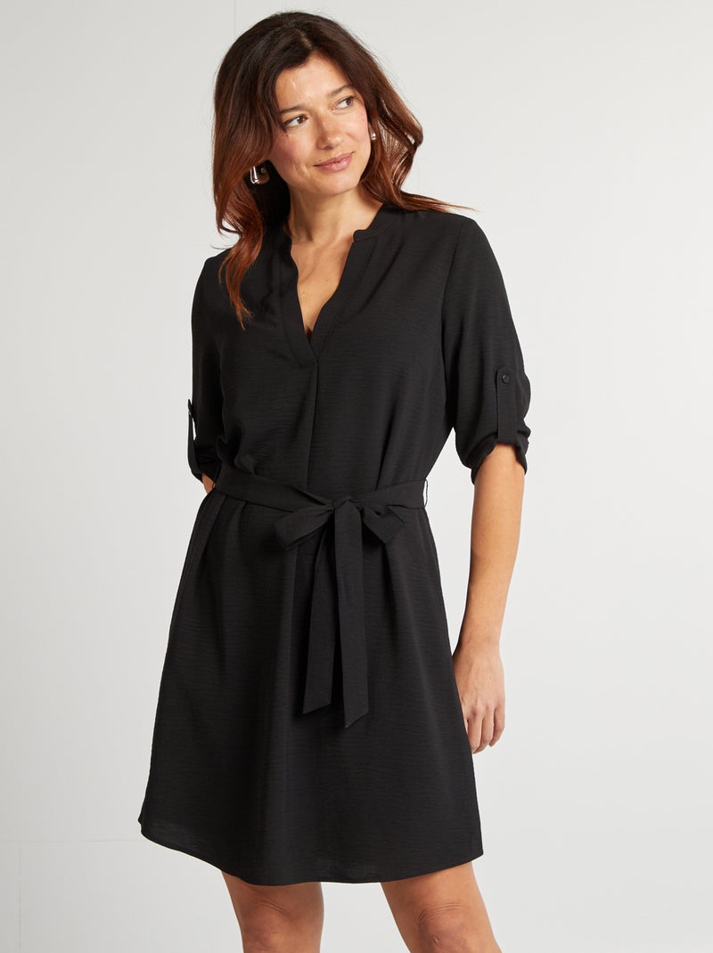 Vestito lungo tunica collo serafino nero - Kiabi