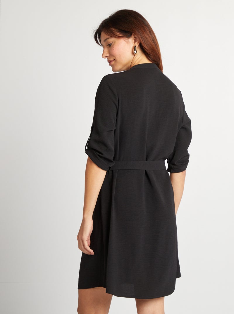 Vestito lungo tunica collo serafino nero - Kiabi