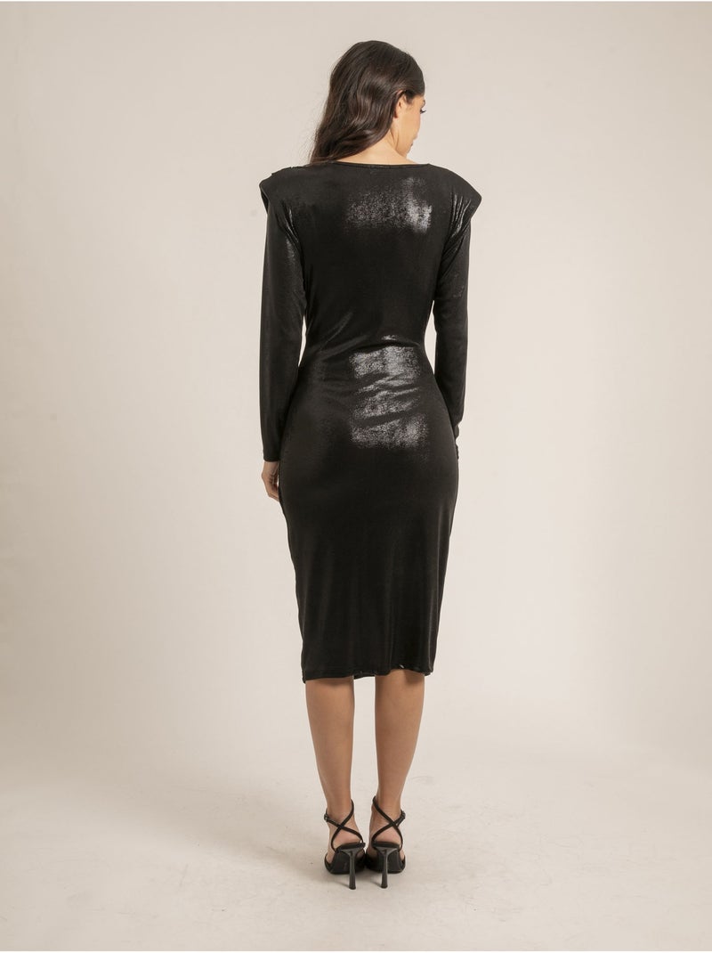 Vestito maniche lunghe drappeggiato ILUNA Nero - Kiabi