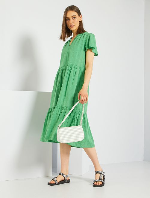 Vestito media lunghezza scollo a V - VERDE - Kiabi - 22.00€