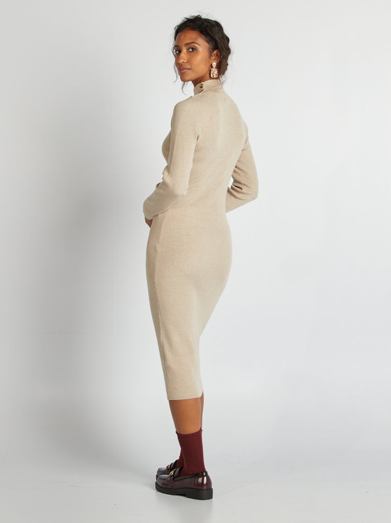 Vestito midi a coste BEIGE - Kiabi
