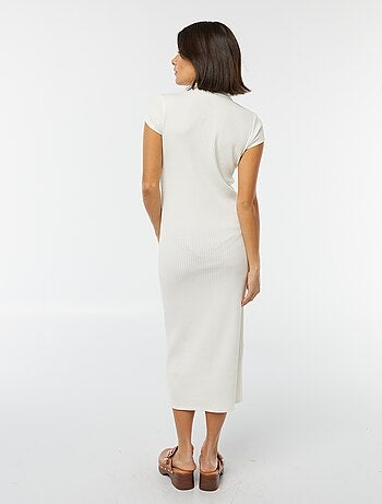 Vestito midi a coste con colletto a polo