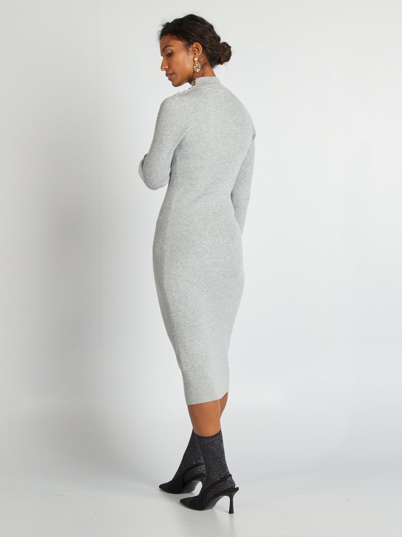 Vestito midi a coste GRIGIO - Kiabi