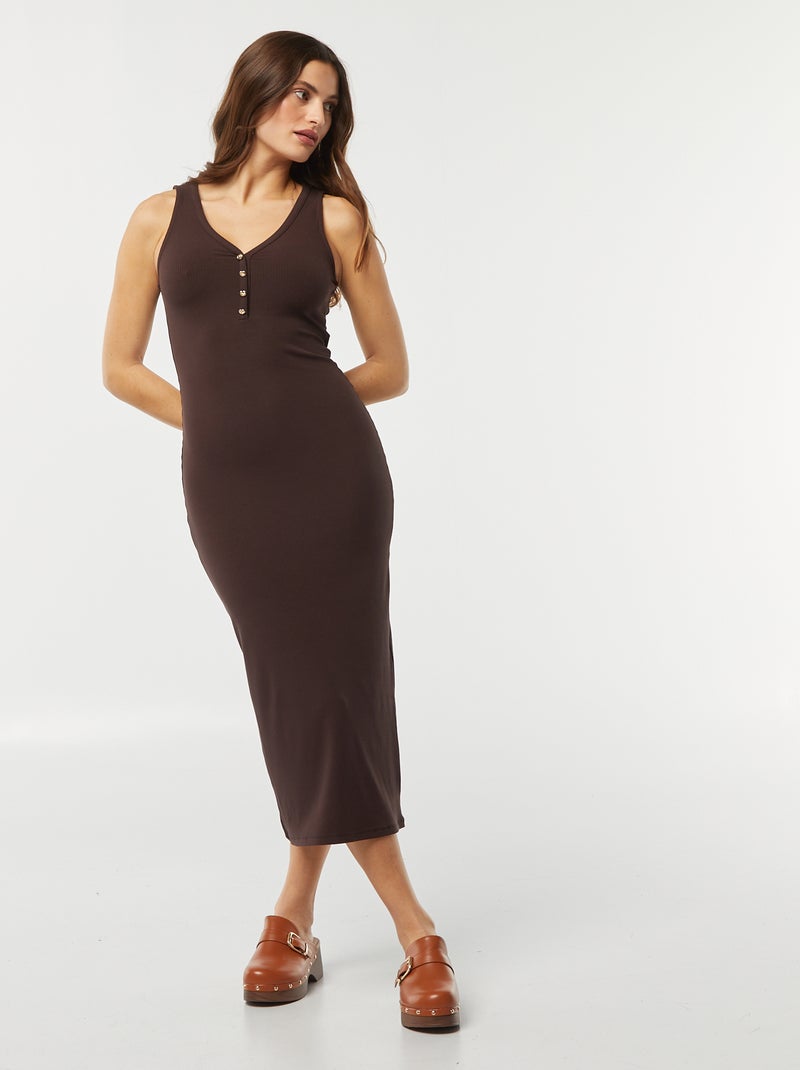 Vestito midi a coste MARRONE - Kiabi