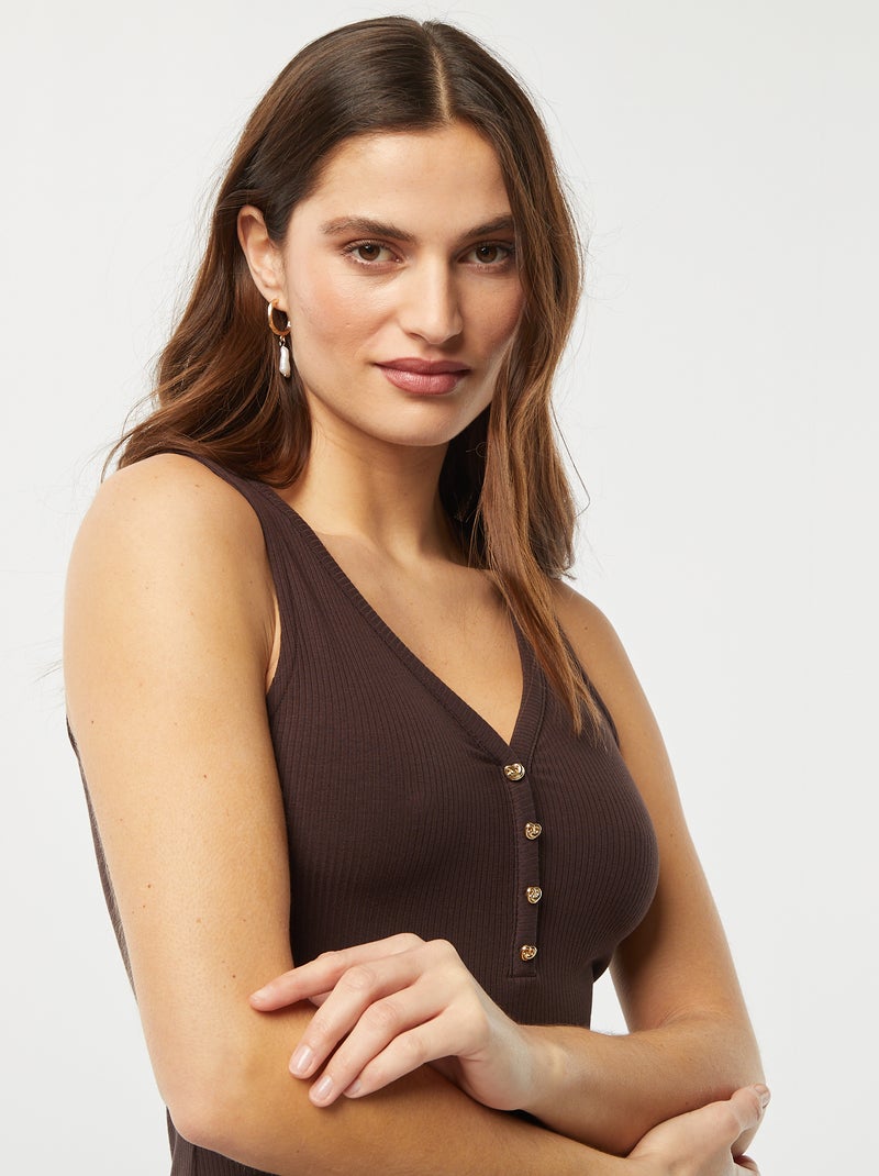 Vestito midi a coste MARRONE - Kiabi