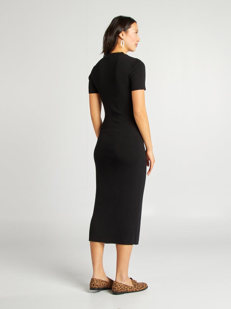 Vestito midi a coste nero - Kiabi