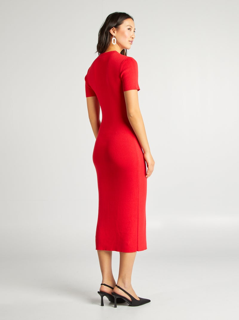Vestito midi a coste ROSSO - Kiabi
