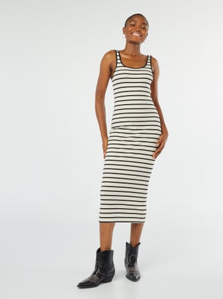 Vestito midi a coste senza maniche