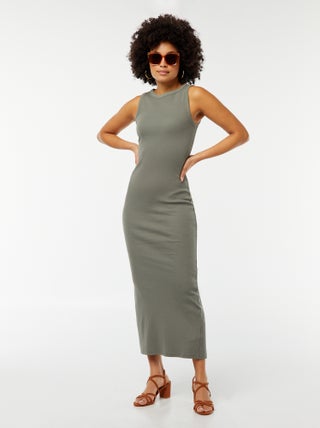 Vestito midi a coste senza maniche