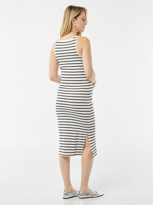 Vestito midi a coste tinta unita con apertura per allattamento - Kiabi