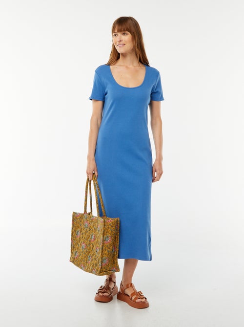 Vestito midi a maniche corte con spacco - Kiabi
