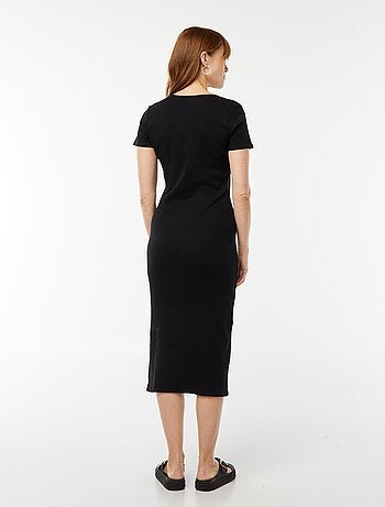 Vestito midi a maniche corte con spacco